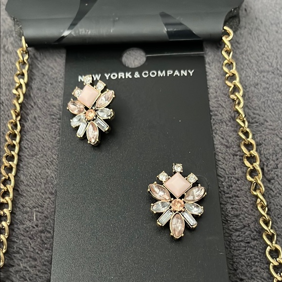 New York & Company Gold and Pink Necklace, Earrings & Bracelet Set - Picture 4 of 4